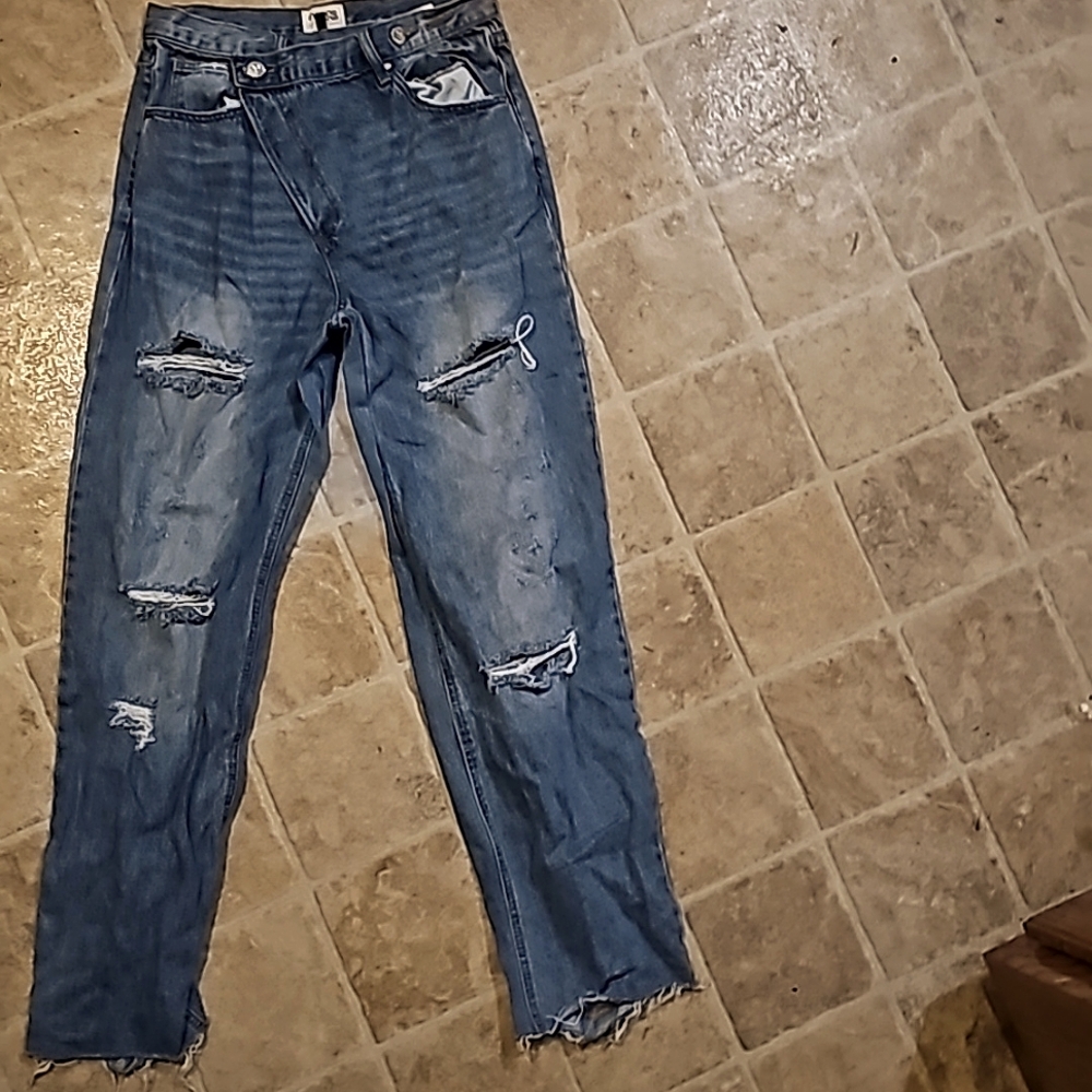Insane Gene Crossover Button Design Jean Distressed